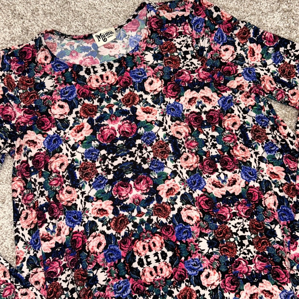 Show Me Your Mumu Floral‎ Swing Dress Women Size Small USA Long Sleeve